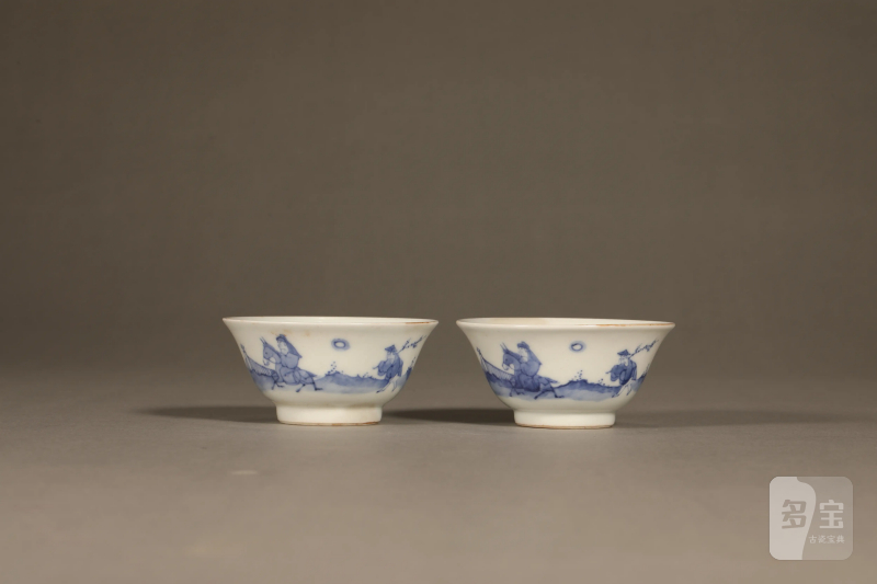 清 青花踏雪图茶杯 - 图5